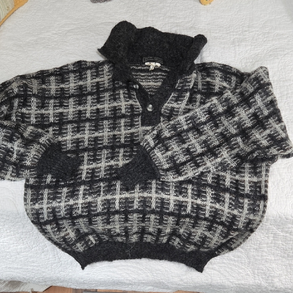 Men's Black and Gray Brisson & Brisson Alpaca Cashmere Blend Sweater.